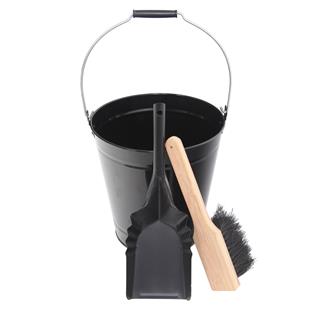 Set emmer + schep + bezem Zwart & Hout