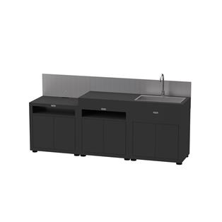 BUITENKEUKEN 3 ELEMENT MET SPATWAND - ZWART