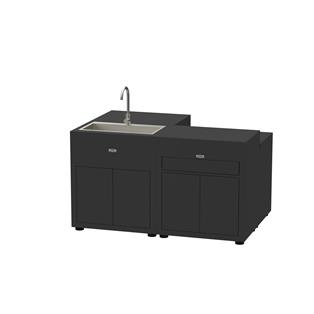 BUITENKEUKEN 4 ELEMENT MET SPATWAND - ZWART