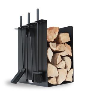 Original Log Rack Fireplace Tool Set, Black