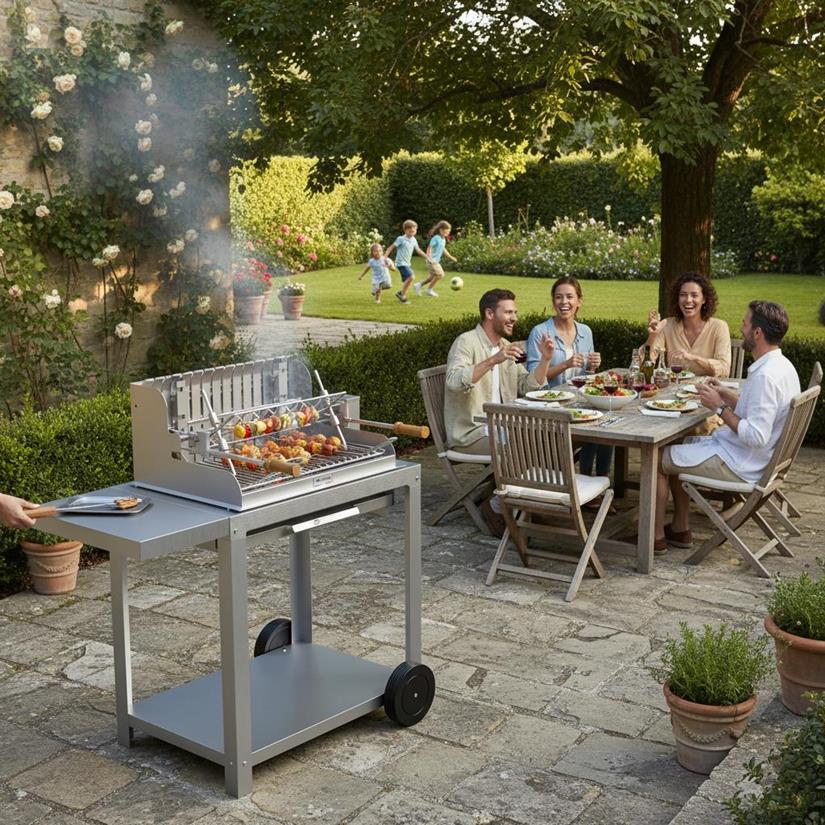 Barbecue Mendy Inox 54*32 Sur Chariot