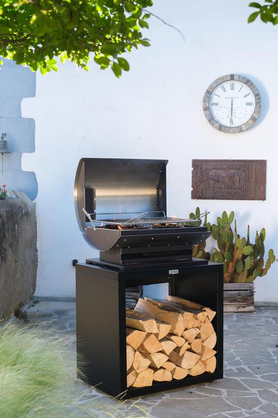 Open barbecue kast, 80 X 55 cm zwart