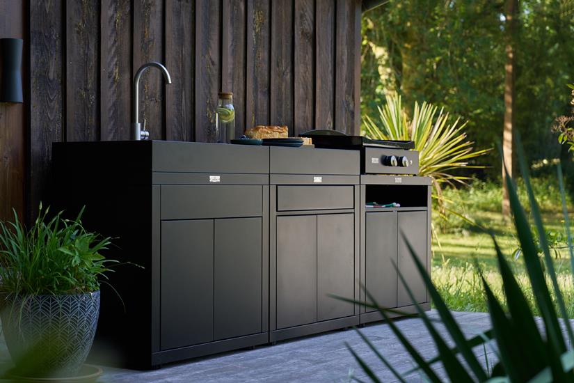 Kitchen Cooking Cabinet With Shelf, 80 x 55 cm Black