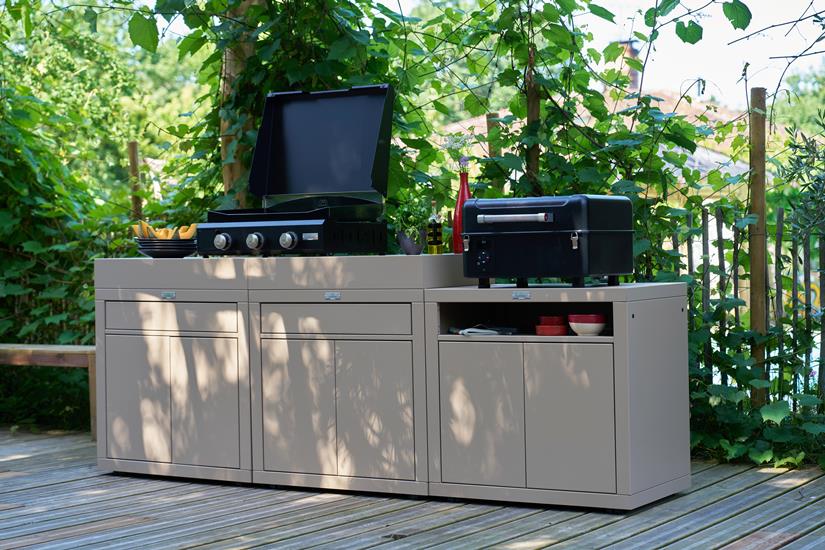 Meuble Cuisson Avec Tablette, 80 X 55 cm Taupe