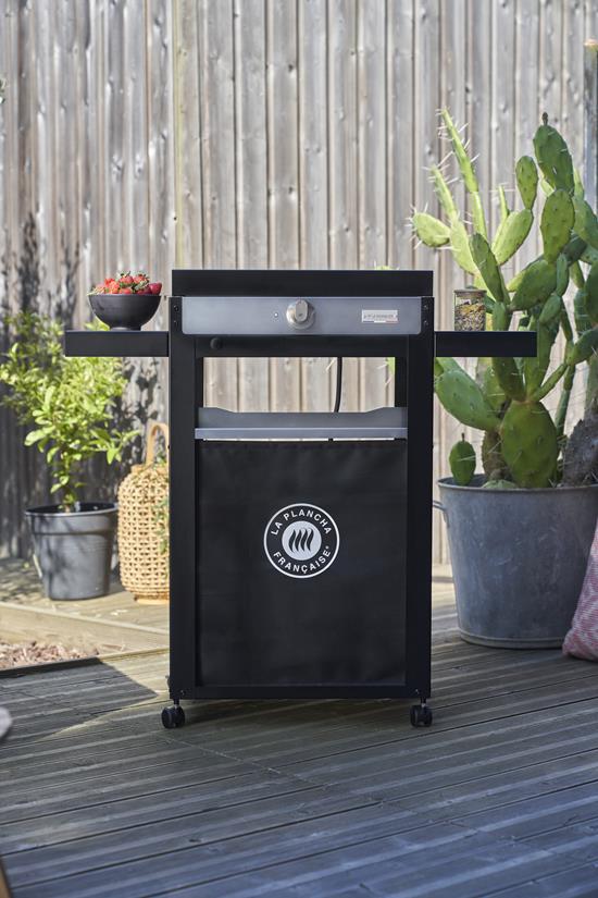 PLANCHA FRANCAISE Elektrisch 150 Duo Edition (Deksel, Trolley,Roestvrij stalen kruidenrek+gordijn)