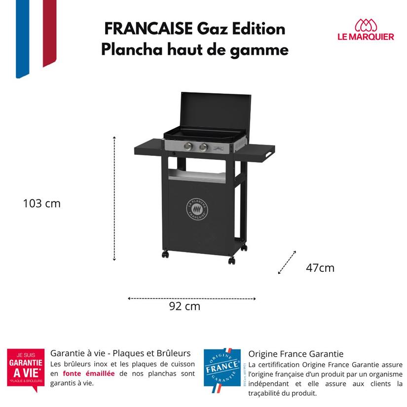 PLANCHA FRANCAISE gas 250 Duo Edition (Deksel+ Trolley)