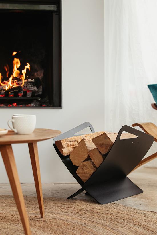 Modern Gebogen Houtblokrek Zwart