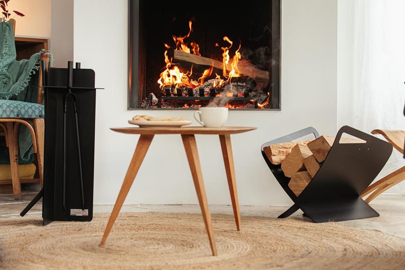 Modern Gebogen Houtblokrek Zwart