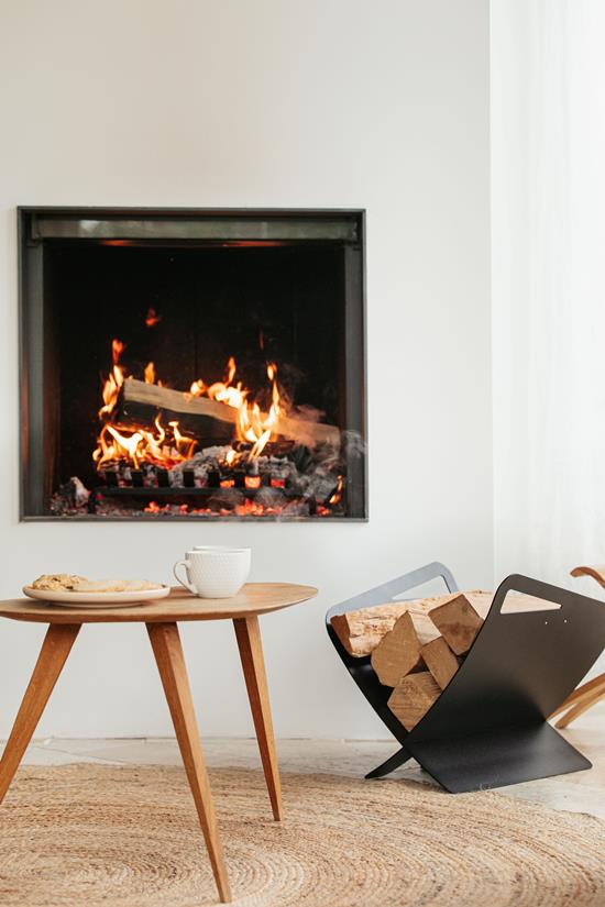 Modern Gebogen Houtblokrek Zwart